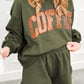 COFFEE Loose Fit Sweatshirt and Shorts Set