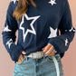 Star Pattern Drop Shoulder Knitted Sweater