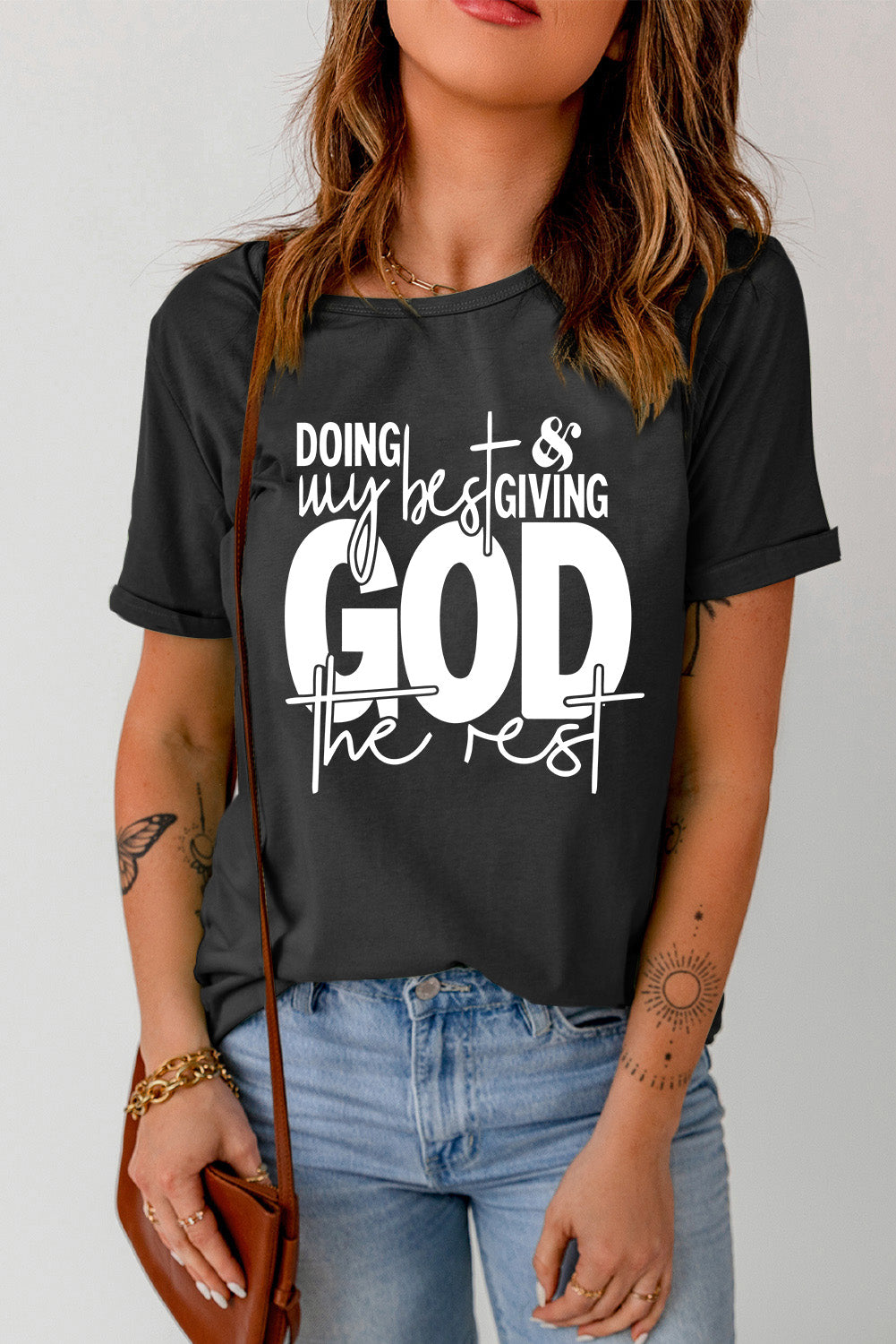 GOD Slogan Graphic Print Short Sleeve T Shirt