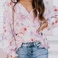 Vibrant Floral Printed Ruffle Trim Blouse