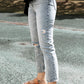 Acid Wash Distressed Straight Leg Cropped Jeans