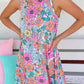 Multicolor Round Neck Sleeveless Floral Mini Dress