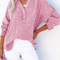 Crinkle Textured Loose Henley Top