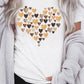 Valentines Day Heart Shaped Print Crew Neck Graphic Tee