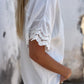 Crinkled Lace Splicing Sleeve Collared V Neck Blouse