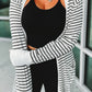 Striped Side Pockets Open Front Cardigan