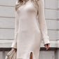 Tactile Texture Split Long Sleeve Knit Dress