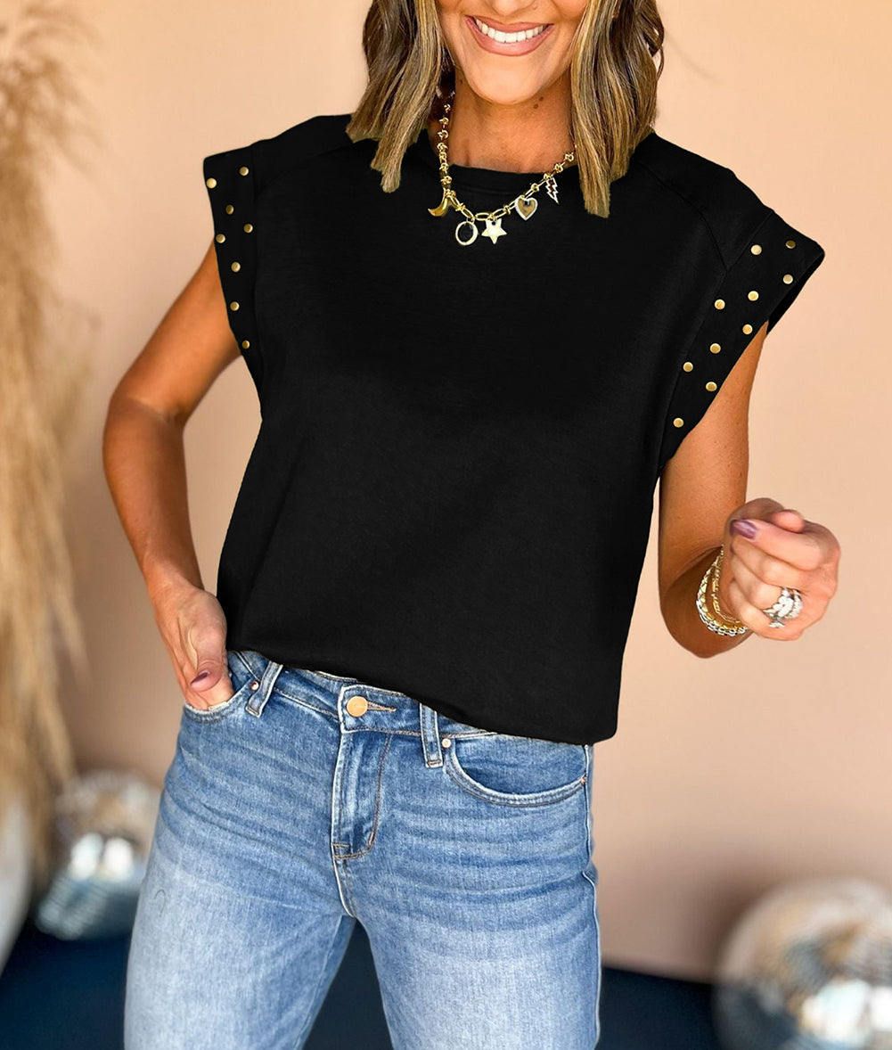 Studded Short Sleeve Top