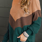 Color Block Corded Texture Long Sleeve Top