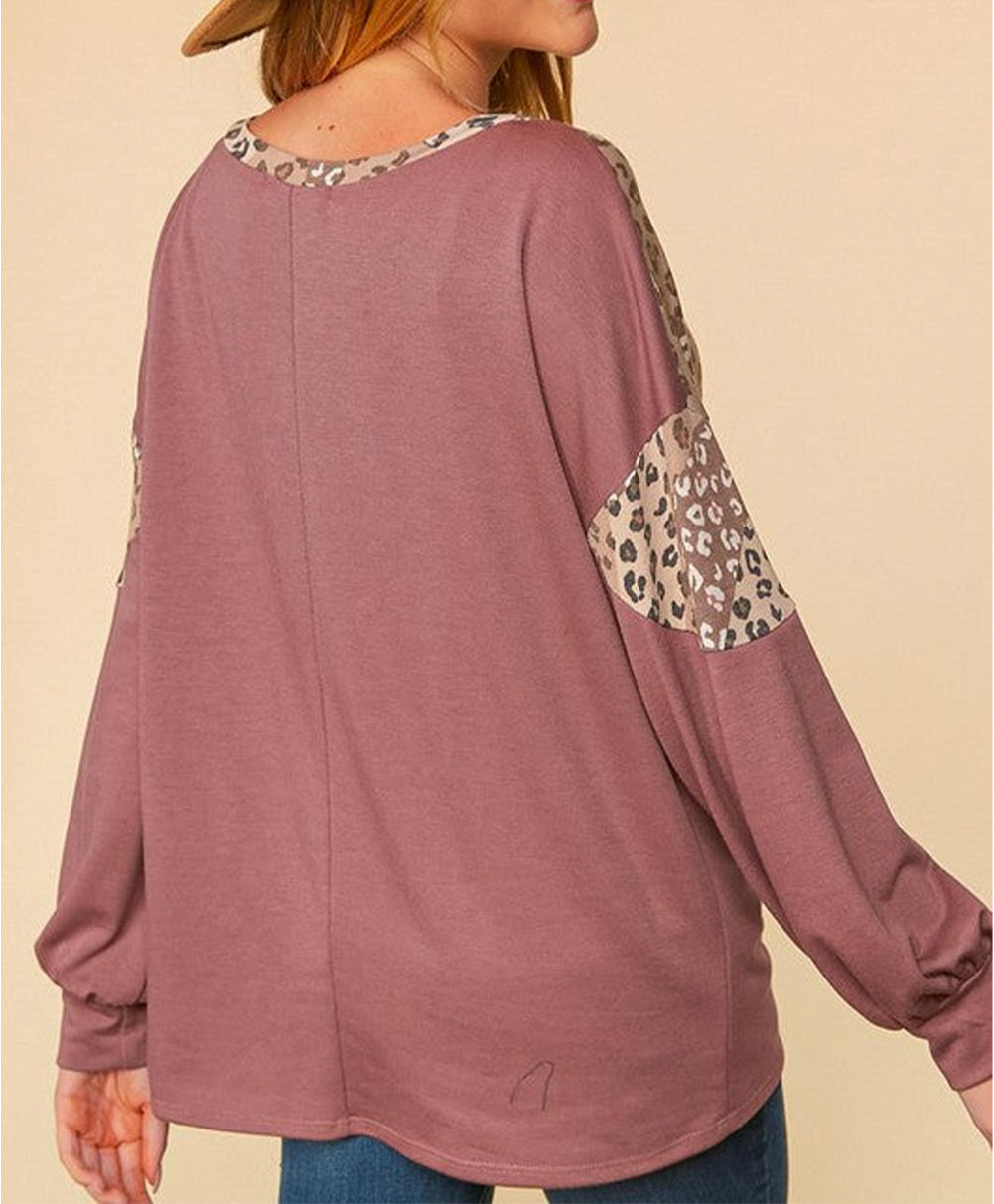 Leopard Animal Print Patchwork Top