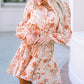 Bubble Sleeve Cinched Waist Floral Dress