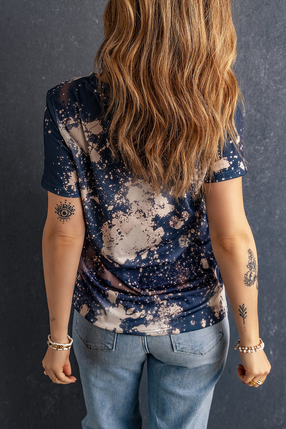 Tie Dye Western Boots Printed Crewneck T-shirt