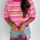 Striped Knitted Short Sleeve Sweater Top