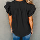 Smocked Ruffle Sleeve Blouse
