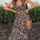 Boho Retro Printed Spaghetti Strap V Neck Maxi Dress