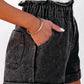 Vintage Washed Frilled High Waist Denim Shorts