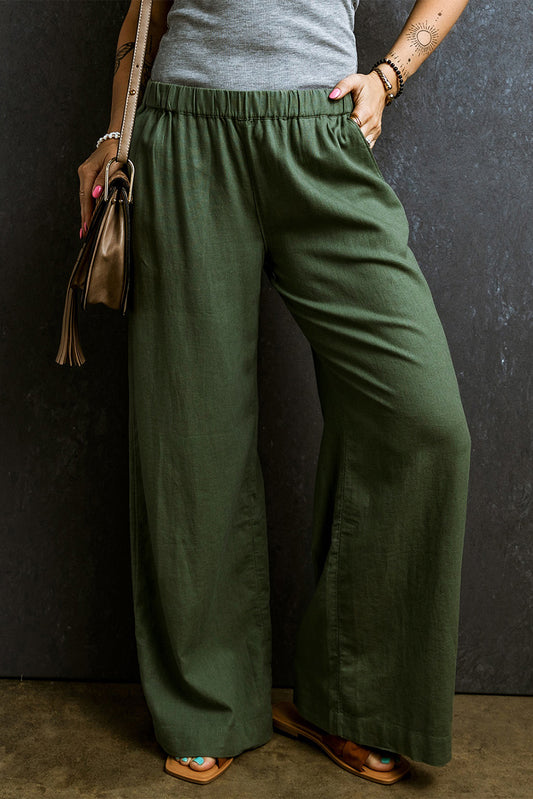 Elastic Waist Casual Wide Leg Pants