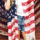 Plus Size American Flag Tasseled 3/4 Sleeve Cardigan