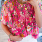Floral Short Sleeve Smocked Blouse