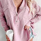 Crinkle Long Sleeve Distressed Split Henley Top