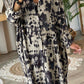Splash Ink Print Long Sleeve Button Front Split Dress