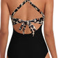 2-tone Crossed Cutout Backless Monokini