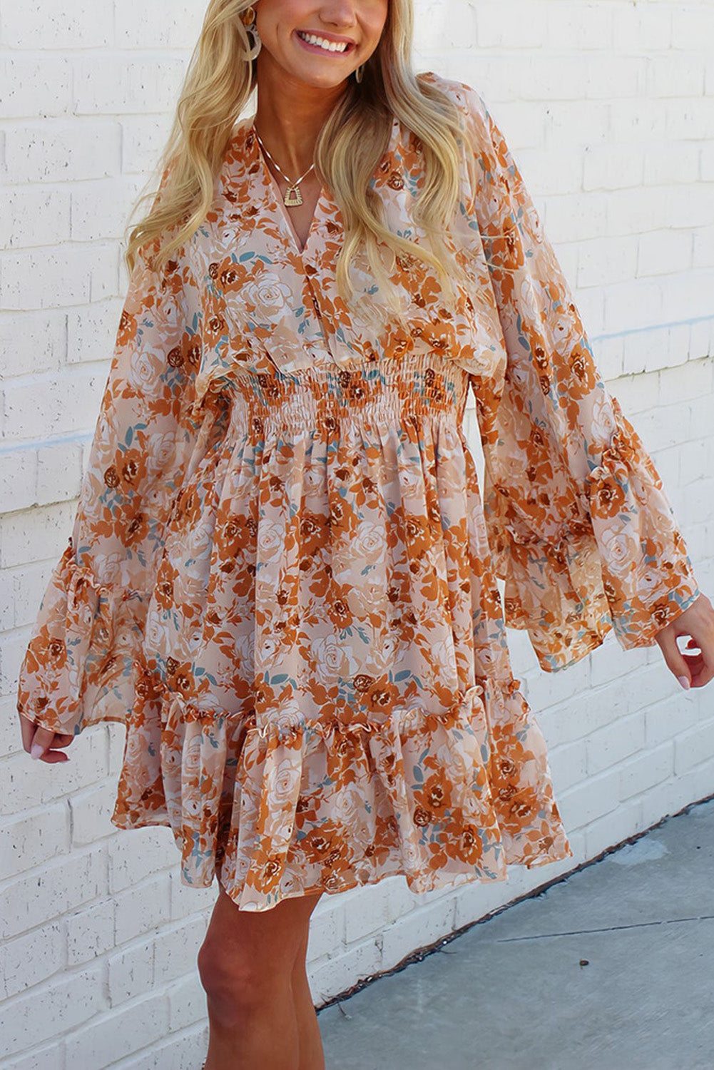 Floral Smocked Waist Dress