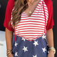 Stars and Stripes Print Drawstring Hooded T Shirt