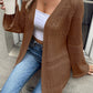 Pointelle Knit Open Front Cardigan