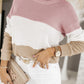 Colorblock Waffle Knit Long Sleeve Top