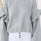 Pearl Embellished Ruffle Wide Sleeve Sweater