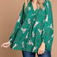 Printed Cheetah Print V Neck Flowy Blouse