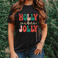 HOLLY JOLLY Vibes Christmas Crew Neck T Shirt