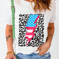 Leopard American Flag Lightning Graphic T Shirt