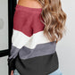 Loose Colorblock Knitted Henley Sweater