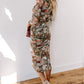 Floral Allover Print Mock Neck Bodycon Long Sleeve Midi Dress