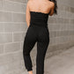 Black Smocked Tube Top and High Waist Pants Set