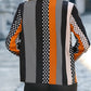 Geo Print Colorblock Notched V Neck Blouse