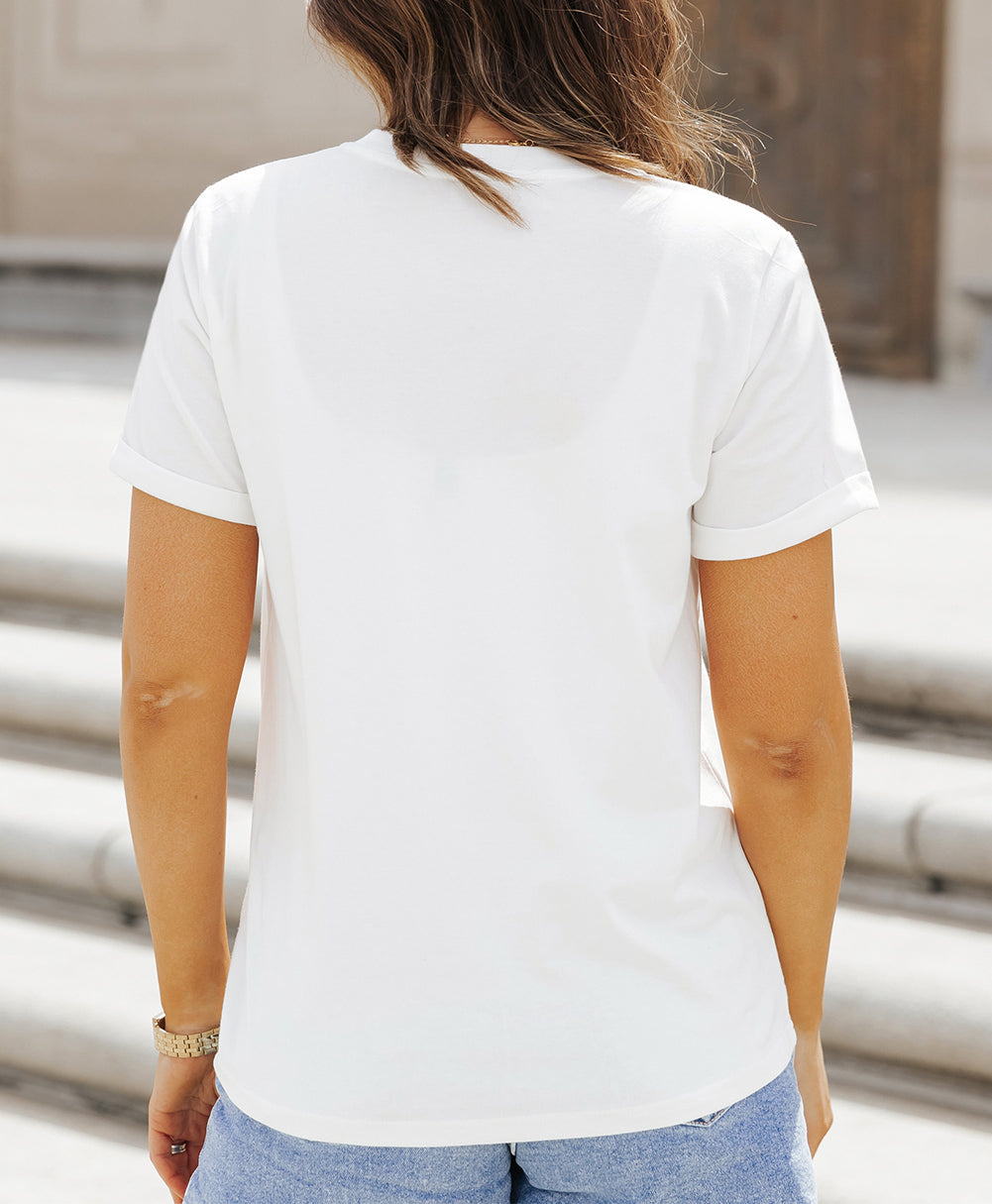 Sequined Cheetah Print Round Neck Graphic Tee