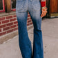 Button Fly Ripped High Waist Flare Jeans