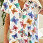 Butterfly Pattern Short Sleeve Shirt Pajamas Set