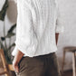Solid Cable Knit V-Neck Puff Sleeve Cardigan