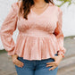 Pink Plus Size Leopard Satin Peplum Top