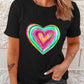 Valentine Heart Shaped Print Crew Neck T Shirt