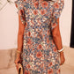 Round Neck Ruffled Flutter Sleeve Floral Mini Dress
