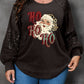 Plus HO HO HO Santa Graphic Sequined Puff Sleeve Top