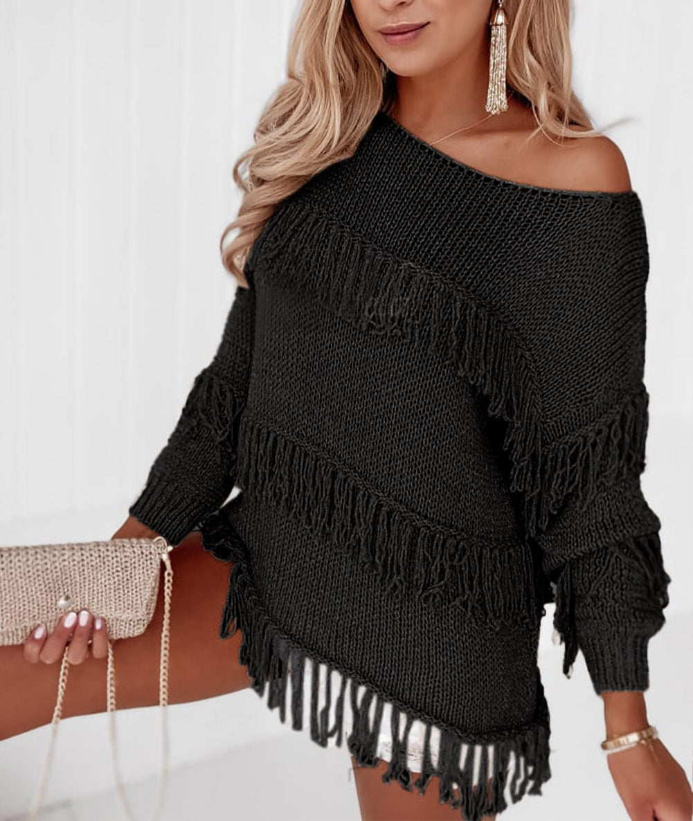 Boho Tasseled Knitted Sweater