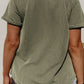 Plus Size Corded V Neck Patch Pocket Tee