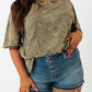 Plus Size Mineral Wash Seamed Short Sleeve T Shirt