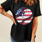 American Flag Baseball Graphic Crewneck T Shirt